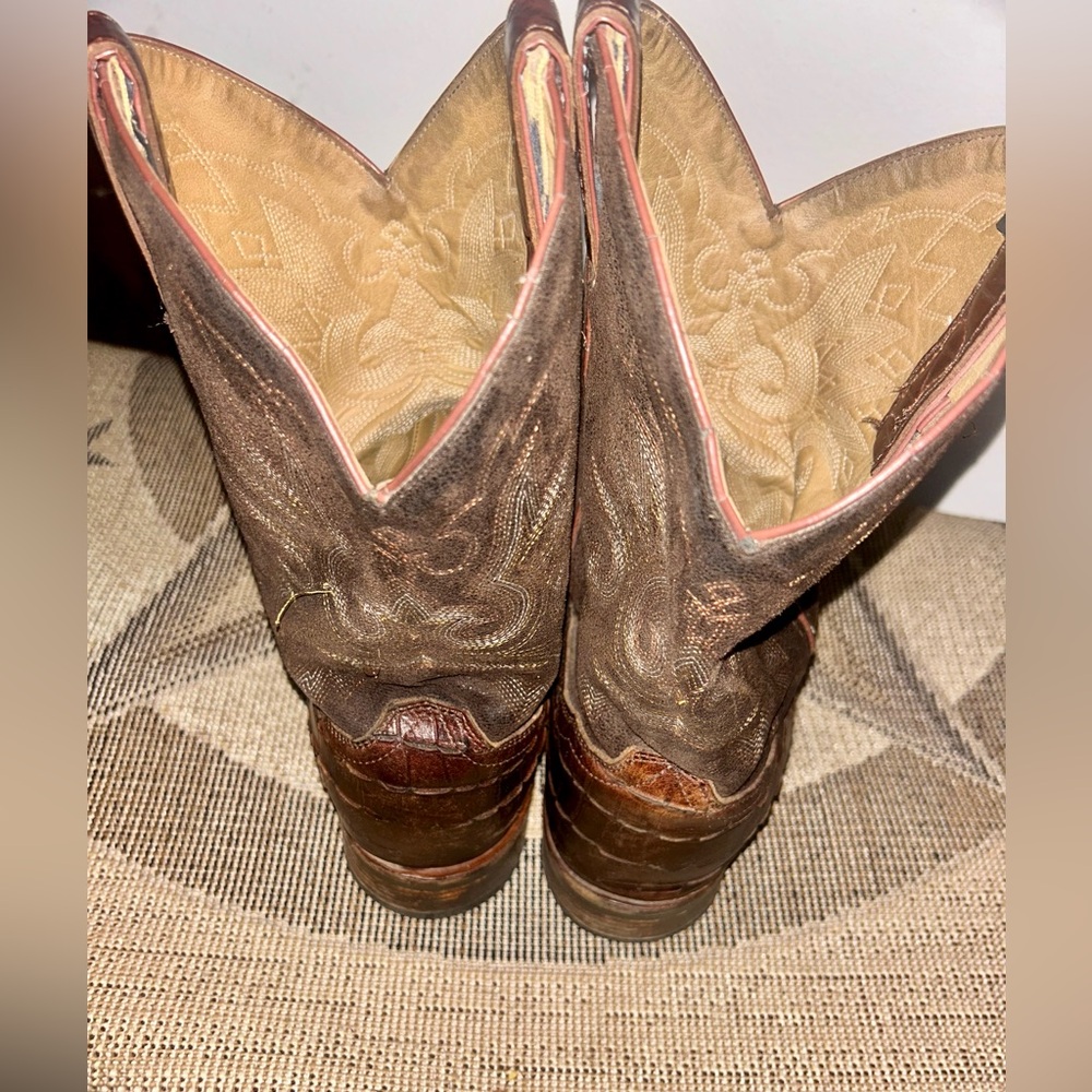 Double H Dark Brown Crocodile Pattern Cowboy Boots - image 2
